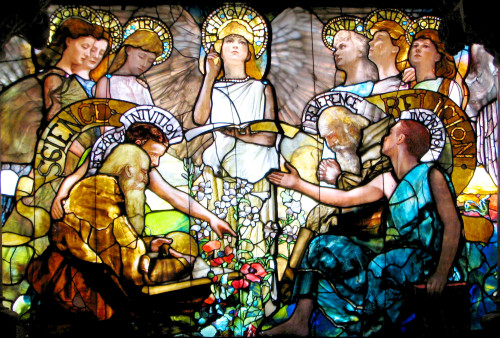 'Education' Louis Tiffany Window (1890 AD), at Yale University, portraying Science & Religion in harmony
