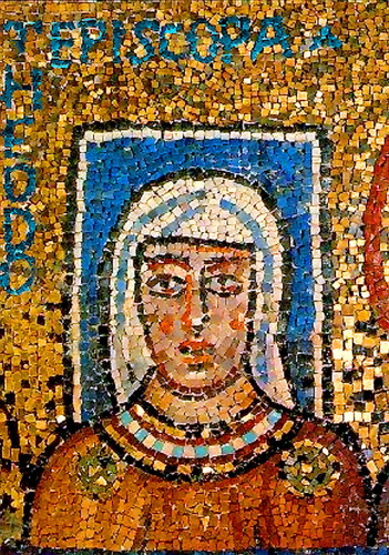 'Episcopa Theodora' ("Bishop Theodora") Mosaic in Santa Prassede Basilica in Rome (9th century)