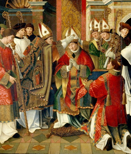 'Saint Eligius Consecrated as a Bishop' (ca. 1527 AD) by Pere Nunyes (detail)