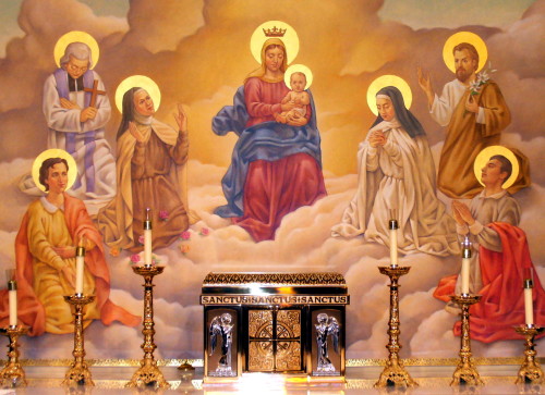'Our Lady Queen of All Saints', altar painting by David Andrews (2006)