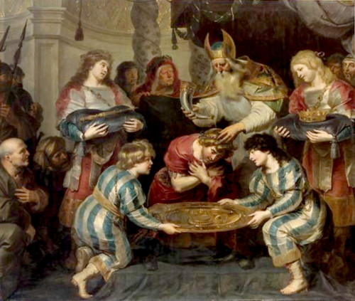 'The Anointing of Solomon' (ca. 1630 AD) by Cornelis de Vos, depicting the High Priest Zadok anointing Solomon (in I Kings 1:39)